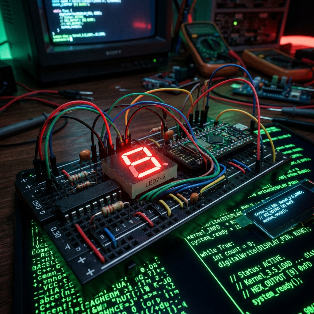 Vintage 7 segment display with number 9